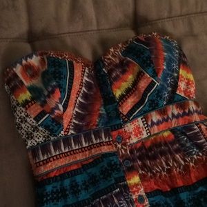 Xhiliration strapless colorful dress